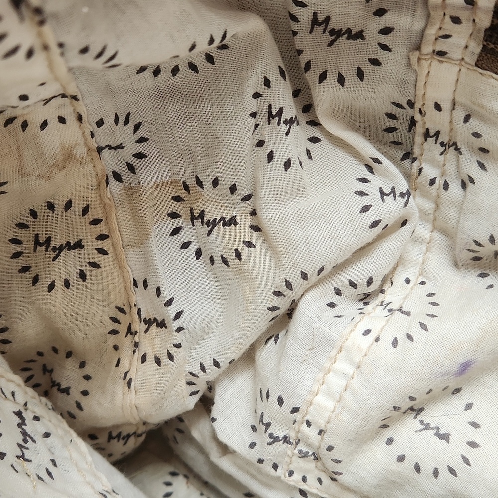 Myra Brown and Cream Women's Bag With Leather Accents - Picture 7 of 12
